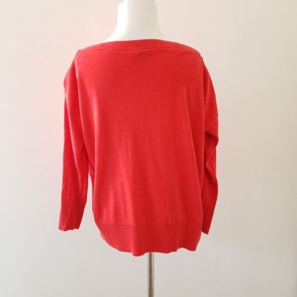 J. Crew Belvedere Button Boat Neck Sweater Red Boxy Fit Cotton/Viscose Women XS - Picture 4 of 8